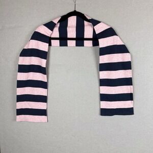 J CREW Women's Blue Pink Striped Cotton Cashmere Angora Blend Scarf 54x7
